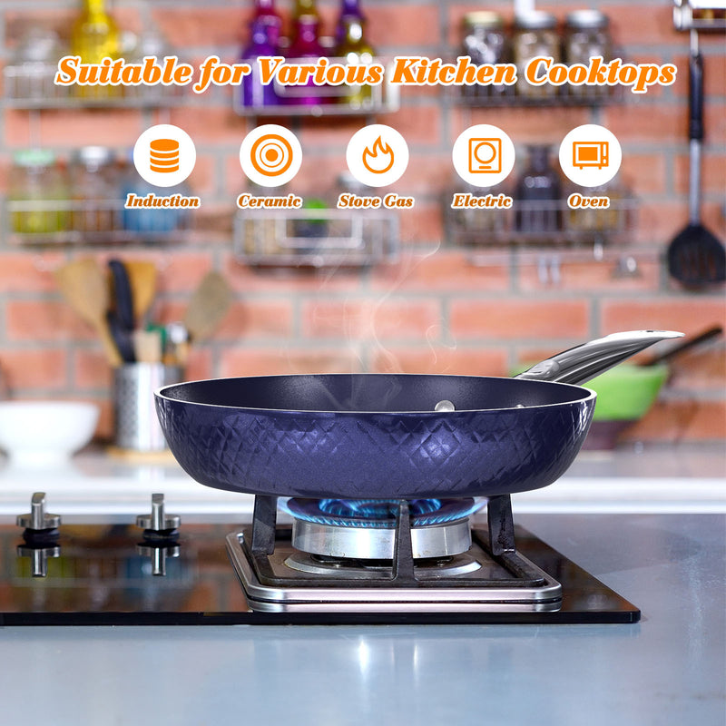 3pc Diamond Cookware  Non-Stick Frying Pan Set
